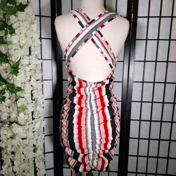 Shein Striped Criss Cross Back Bodycon Dress Size Large - Picture 6 of 8